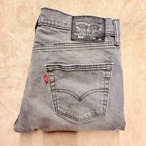 Levi's 504 Jeans Men's 34x34 Regular Straight Fit Straight Leg Distressed Black